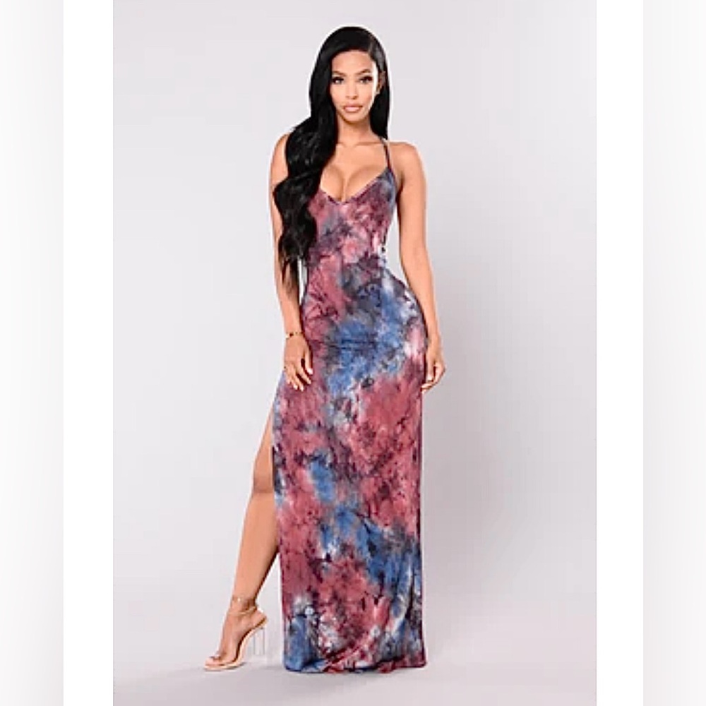 Fashion Nova Multicolor Tie-Dye Maxi Dress